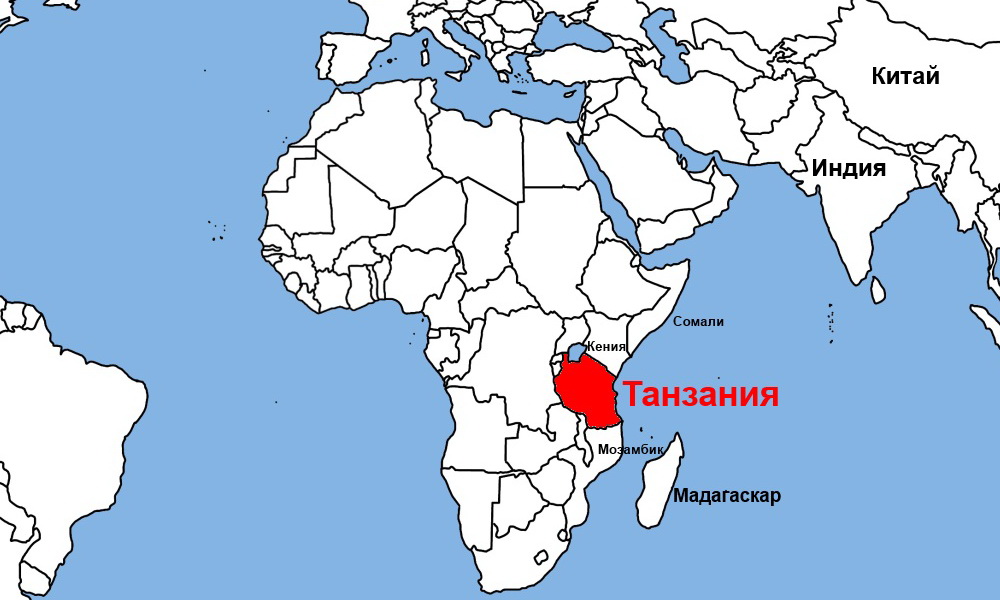 Танзания на карте Африки и мира