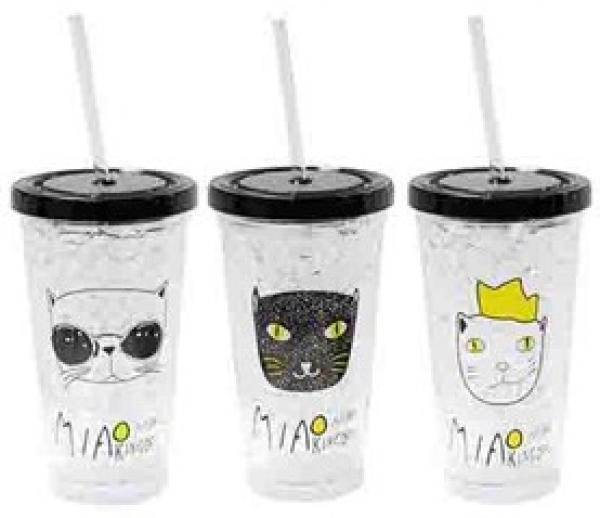 Стакан с крышкой и трубочкой ''Битое стекло''